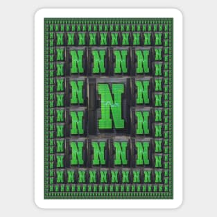 CAPITAL LETTER N. MAGIC CARPET Repeated Size Reductions Sticker